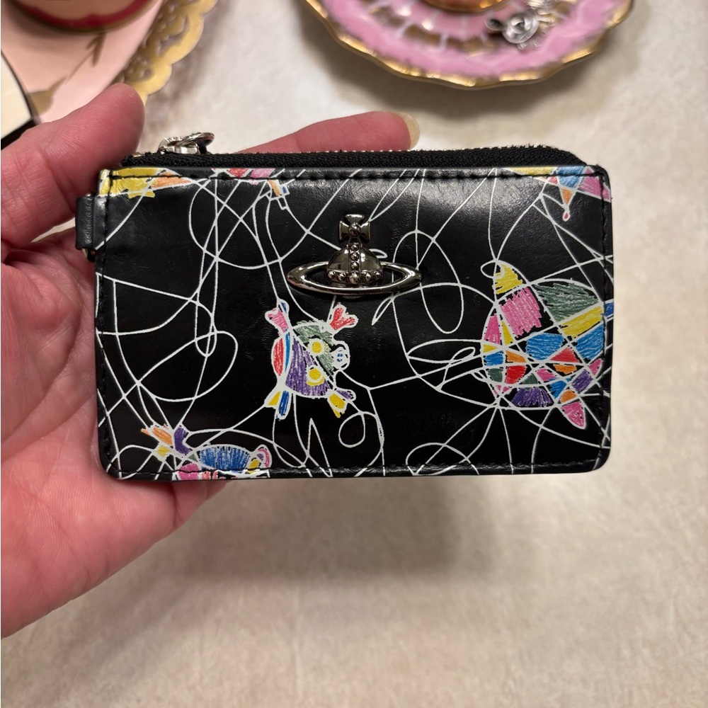 RARE Leather Vivienne Westwood ORB and SKULL Scribble Card Holder Wallet